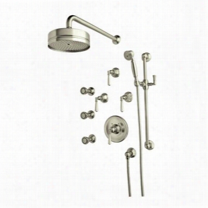 Rohl Akit97lm-stn Palladian Pressure Balance Shower Scheme In Satin Nickel With Metal Lever Handle