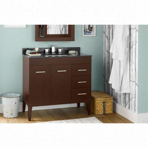Ronbow 037036-7l Venus 36"" Wood Vanity Cabinetw Ith 2 Wood Doors, 1 Hidden Drawer And 3 Side Drawers