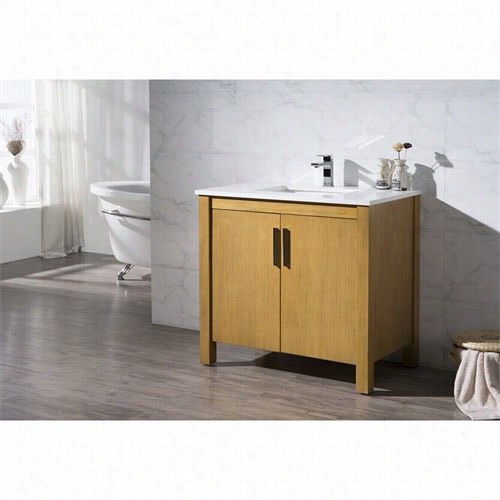 Stufurhome Ty-7585-37-qz Widnsor 37"" Single Sink Bathroom Vanity In Medium Wood - Vanity Top Included