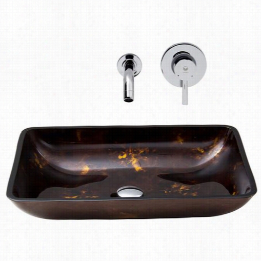 Vigo Vgt278 Rectangular Brown And Gold Fusion Glass Vessel Sink And Olus W All Moount Faucet Value In Chrome