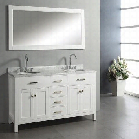 Virtu Usa Md-2060 Caroline 60"" Double Sink Bathro Mvanityset In White - Vanity Top Included
