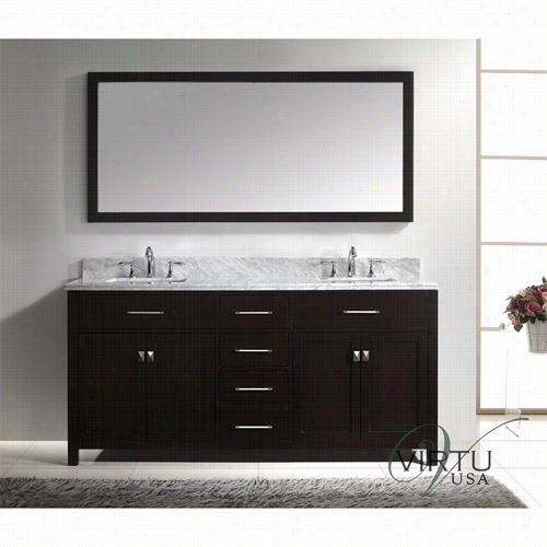 Virtu Uusa M-d2072-wmsq C Aroline 72"" Double Squre Sinks Abthroom Vanity With Italian Carrara White Mrble Countrtop - Vanity Top  Included