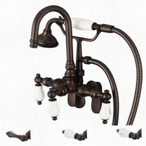 Water Creation F6-0011-03 Vntage Classc Adjustagle Spread Wall Mount Tub Faucet W Ith Gooseneck Spout, Swivel Wal1 Connector Andhandheld Shower In Oil Rubbed