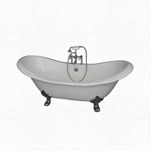 Barclay Tkctdsh 71&qquot;" Compute  Iron Double Slipper Bathtub Kit In White With Porcelain Lever Handle