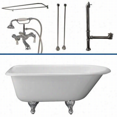 Barclay Tkctr7h67 67"" ;cast Iron Tub Kit With Porcelain Lever Handles Tub Filler, Hansdhower And Rectangular Shower Rinng