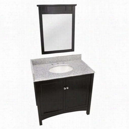 Foremost Trea3622combo1 Haven 37"" Vanity In Espresso With Rushmore Grey Granite Top And Mirror - Conceit Topi Ncluded
