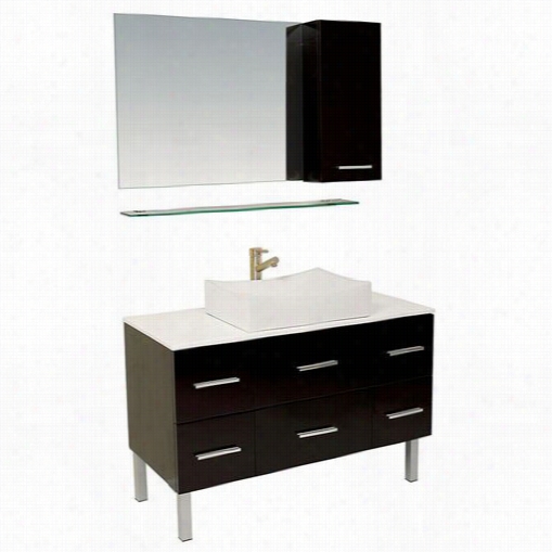 Fresca Fvn6123es Distan Te Modern Bafh Room Vanity With Mirror And Side Cabinet In Espresso - Vanity Top Inclded