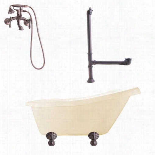 Giagni Lh1-orb-b Hawthorne 60"" Bisque Slipper Tuub Ith Wall Mount Faucet In Oil Rubbed Bronze