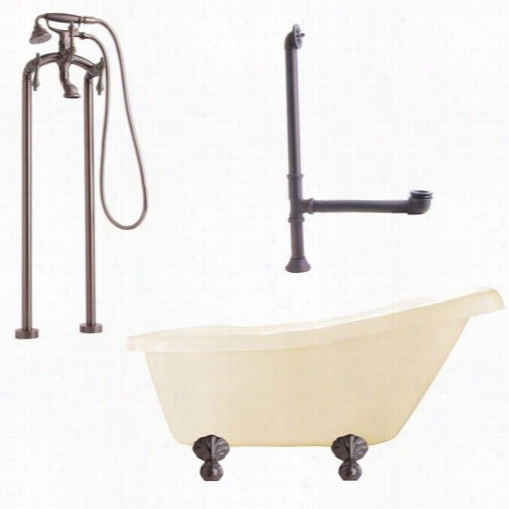 Giagni Lh2-orb-b Hawthorne 60"" Bisque Slipper Tub With Floor Mount Fuacet In Oil Rubbed Bronze