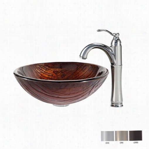 Kraus C-gv-394-19mm-1005 Titania Glass Vessel Penetrate Adn Riviera Faucet