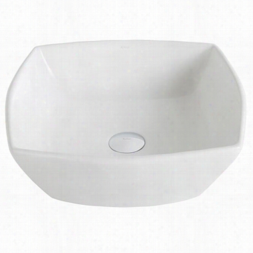 Kraus Kcv-126 Elavl Ceramic Flared Square Vessel Bathroom Fall  In White