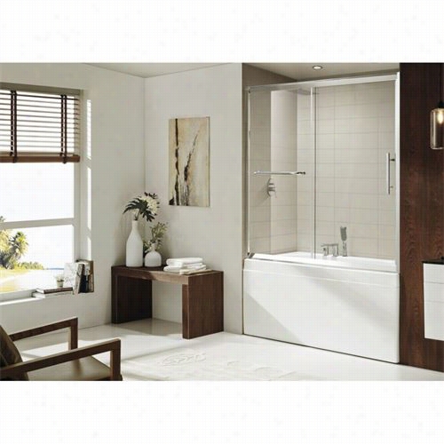 Paragon Bath 0au2-11106bs Sedona Rate Above Par 5/16"" Thick Clear Glass Slidin Shower Door In Chrome