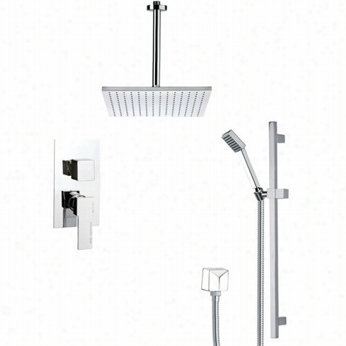 Remmer By Nameek' Sfr7097 Rnednio Contemporary Square Shower Faucet Group In Chromeewith 2-5/9""h Shower Slidebar