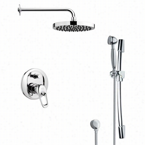 Remer By Nameek's Sfr7141 Rendino Round Sleek Rain Shower Faucet Set In Chrome  Withh 2-1/8""w Wall Outlet