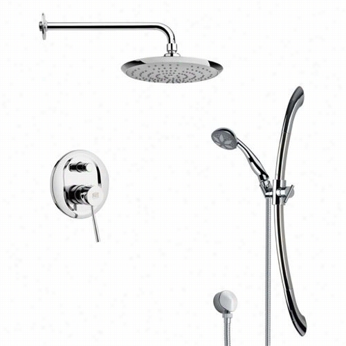 Remer By Nameek's Sfr7164 Renndino Round Sleek Shower Faucet Est In Chrome With 27-5/9""h Shower Slidebar