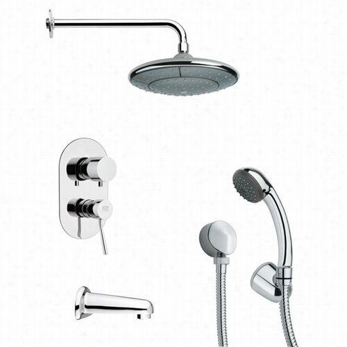 Remer By Nameek's Tsh4033 Tyga Round Tub And Shower Facet In Chrome With Hand Shower An D4""w Tub Spout