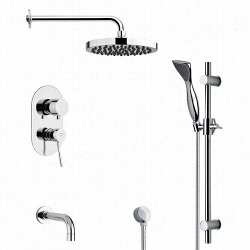 Remer By Nameek'$ Tsr9144 Galiano R Ound Tub And Rain Shoser Faucet Set In Chrome With 9""h Handheld Show Er