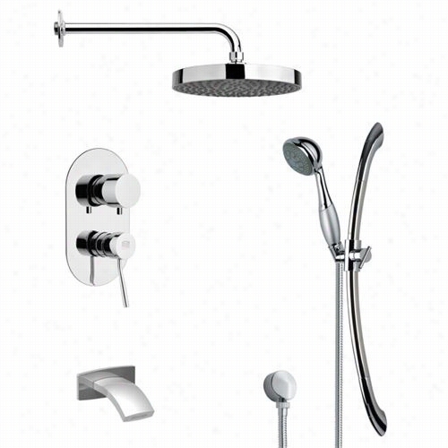 Remer By Nameek's Tsr9147 Glaiano Roun D Rain Shower Syystem In Chrome With 2-1/3""w Handheld Shower