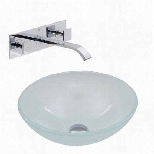 Vigo Vgt274 White Frost Vessel Sink And Titus Wall Mount Faucet Set In Chrome