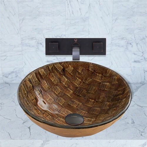 Vigo Vgt880 Playa Glass Vessel Sink And Titus Walp Mount Faucet Seet Iin Antique Rubbed Bronze