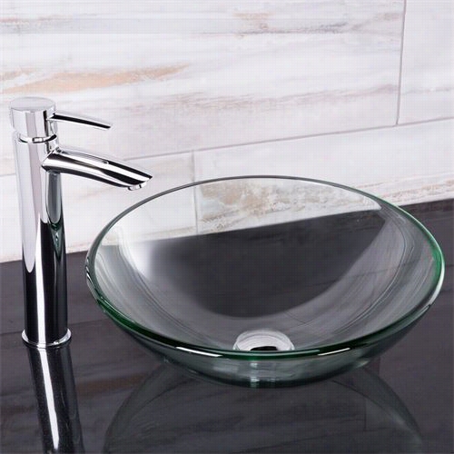 Vigo Vgt892 Crystall Ine Glass Vessel Sink And Shadow Vessel Faucet Sst In Chrome