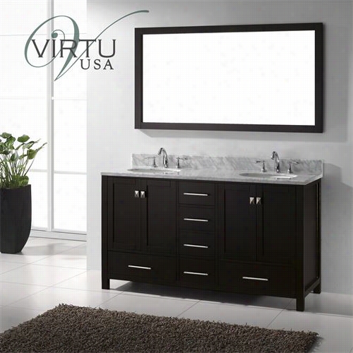 Virtu Usa Gd-50060-wwmro Caroline Avenue 60"" Double Circle Sink Bathroom Vanity With Italian Carrara  Marble Top - Vanity Top Included