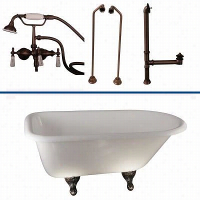 Barclay Tkctr67-orb2 67&qout;"  Cast Iron Tub Kit In I L Rubbed Bornze With Old Style Spigt Tub Filler And Handshower