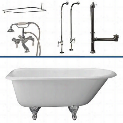 Barclay Tkctrn67 67"" Acst Iron Tub Kit With China Lever Handles Tubf Iller And 54"" Rectangular Shower Rod