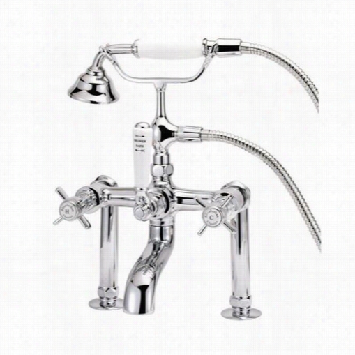 Elizabethan  Classic Ecrm10 Deck Mounted Roman Tub Ifller Faucet With Personal Hand  Shlwer And Metal Cross Handles