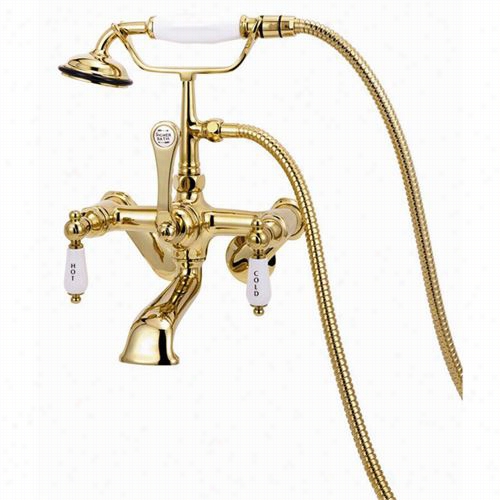 Elizabethna Classic Ectw33 Three Touch Cllaw Foot Tub Faucet With Adjustable Centers And Hand Shower