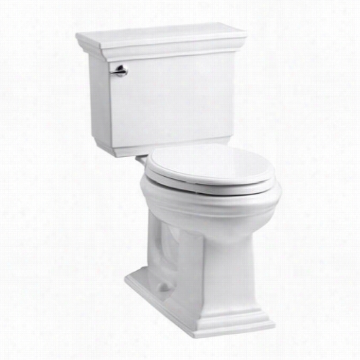 Kohleer K-3819 Msmoirs Vitreous China 1.6 Gpf Class Five Gravity Fush Comfort Height Elongated Two Piece Toilet With 2-1/8&quott;" Glazed Trapway Without Seat And Supp