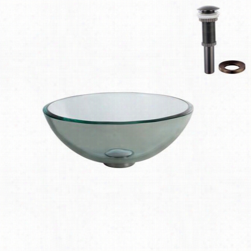Kraus Gv-101-14-orb Clear 14&quo T;" Glass Vexseo Si Nk Withpop Up Drain And Mounting Tingle In Oil Rubbed Bronze