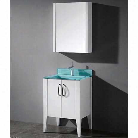 Madeli B918-24-001 -gw-gts1808-24-110-eg Caserta 24";" Bbotto Mvanity In Glossy White With Ever Green Tdmpered Glassttop