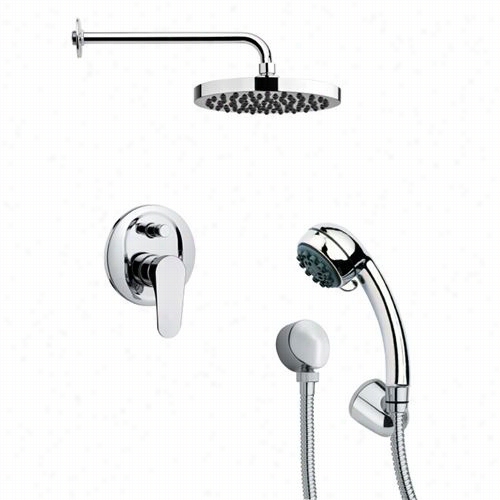 Remer By Nameek's Sfh614 2orsino 3-1/3&quott;" Sleek Round Shower Faucet Est In Chrome With Handheld Shower And 7""h Diverter