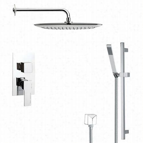 Remer By N Ameek's Sfr7057 Rendino Modern Square Shower Faucet In Chrome With 4-4/7""w Diverter