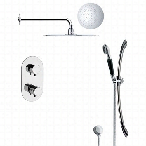 Remer By Nameek's Sfr7121 Rendino Modern Round Ra In Shower Faycet Se T In Chrome With 6-1/9""w Diverter