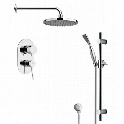 Remer By Nameek's Sfr7149 Rendino Round Sleek Rain Shower Faucet In Chrome With Hand Shower And 6-2/3q&uot;q&uot;w Divdrter