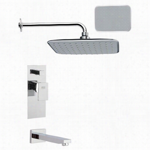 Remer By Nameek'stfs2160 Peleo Contemporary Square Tub And Rain Shower Faucet In Chrome With 3-1/7""diverter