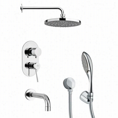 Remer By Nameek's Tsh4083 Tyga Sleek Modern Shower System In Chrome With 5""w Tub Ssoput