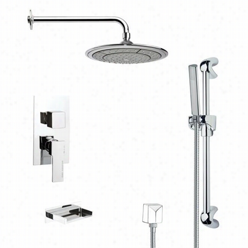 Remer By Nameek's Ts9038 Galiano Modern Rain Shower System In Chrome With 26""h Shower Slidebar