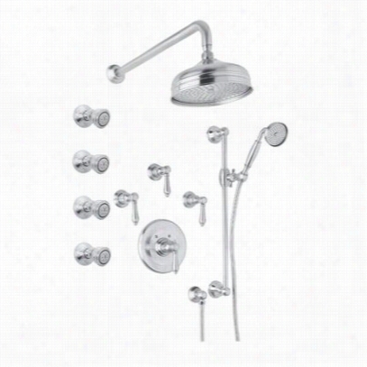 Rohl Akit36lh-apc Countrh Bath Thermostatic Shower System In Polished Chroem With Hex Metal Lever Handle