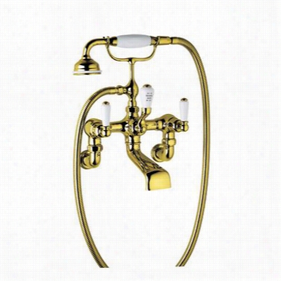 Rohl U.3510l-1-ib Edwardian Exposed Walll Mounted Tub Filler In Inca Brass With Handshower And Lever Handle