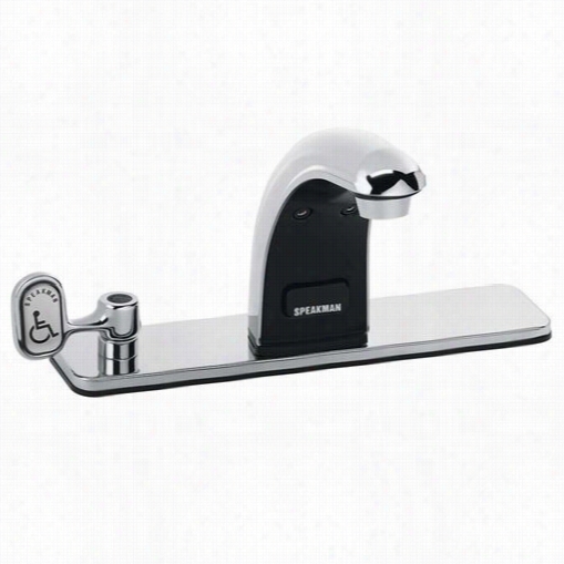 Spekaman S-8728-ca Sensorflo Battery Powered Sensor Faucet In Polished Chrkme With 8"" Dec, Plate, Und Er C Ounter Mechanical Mixer A Nd Manual Override