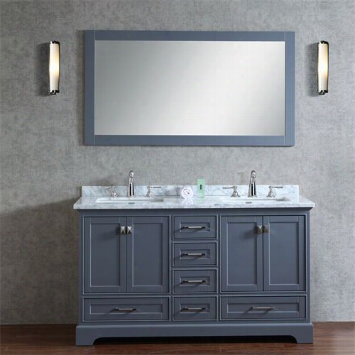 Stufuhome Hd-7130g-60-cr Newport 60"" Double Sink Bathroom Conceit With Mirror - Vanity Top Included