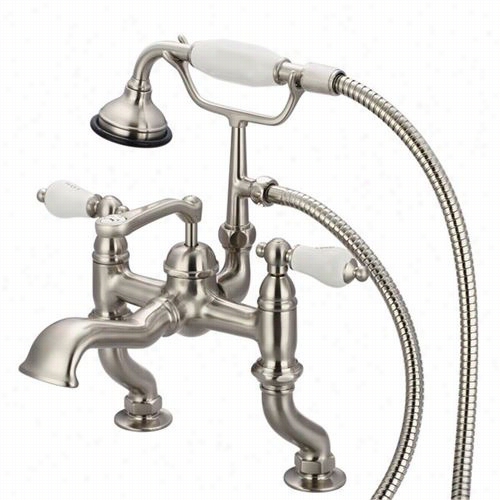 Water Creatikn F6-00004-02 Vintage Classic Adjustable Ecbter Cover With A ~ Mount Tub Faucet Withhandheld Hsower In Brushed Nickel