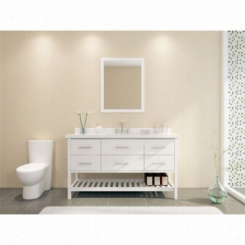 Ariel Bath G061s-wht Shakespeare 61"" Single Sink Vanity Set In White - Vanitytop Included