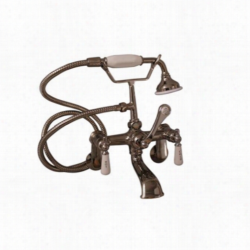 Barcla Y4602-pl-pn Wall-mounted Tub Faucet In Polished Nickel Wkth Hand Shower And Prcelain Lever Handles