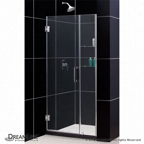 Dreamline Shdr-20407210s Unidoor Framdless 40"" - 41"" Adjustable  Shower Oor With Glass Sehlves