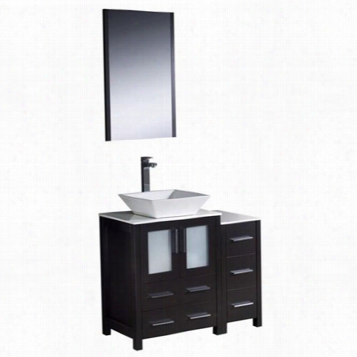 Fresca Fvn62-2412es-vsl Torino 36"" Modern Bathroom Conceit In Espresso With Side Cabinet And Vessel Sink - Anity Top Inclued