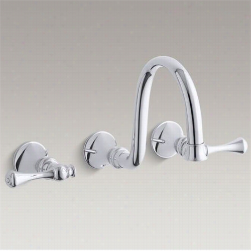 Kohler K-t16106-4a Revival Wall Mount Faucet Trim With T Raditional Lever Handles And 9"" Spout